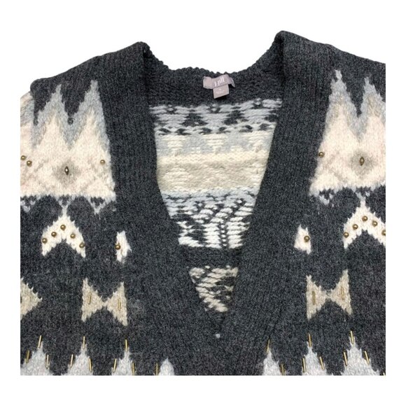 J Jill Fair Isle Embellished Wool Acrylic Blend ‎ Cardigan - Picture 2 of 10